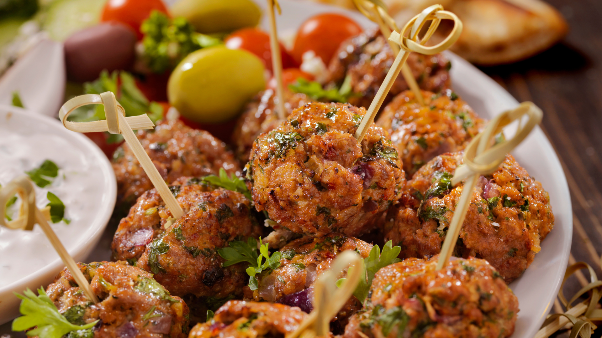 Mediterranean table with food and bread